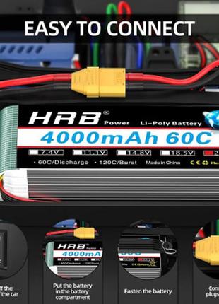 Аккумулятор для дрона hrb_ lipo 6s 22.2v 4000mah 60c battery x...