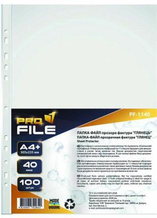 Файл profile а4+, 40 мкм, глянец, 100 шт (file-pf1140-a4-40mk)