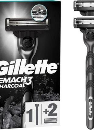 Бритва gillette mach3 charcoal деревне вугілля з 2 змінними ка...