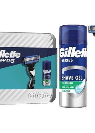 Набор косметики gillette бритва mach3 с 1 сменным картриджем +...