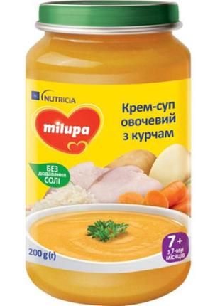 Дитяче пюре milupa суп овочевий з курчам, 200 г (5900852045257)