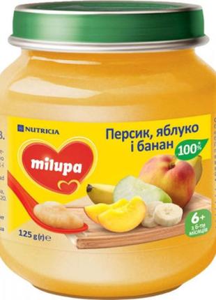 Дитяче пюре milupa яблуко банан персик 125 г (5900852051425)