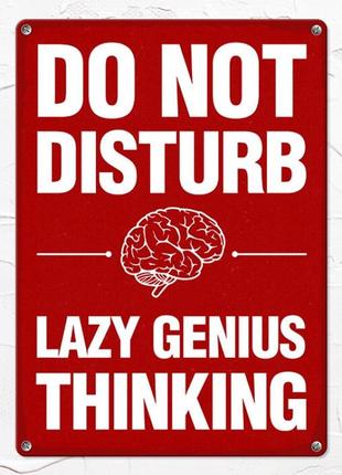 Табличка интерьерная металлическая do not disturb lazy genius ...