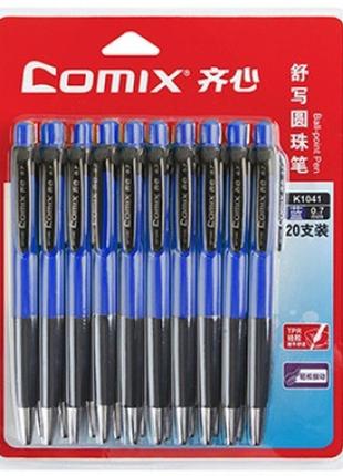 Ручка шариковая comix набор автоматических 0,7 мм синяя 20 шт ...