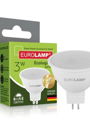 Лампочка eurolamp led smd mr16 3w gu5.3 4000k 220v (led-smd-03...