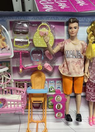 Набор кукла Барби беременная, платья , Кен семья, свадба, детк...