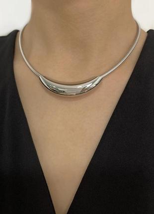 Колье чокер металлическая цепочка на шею под серебро минимализ...