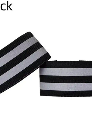 Светоотражающая лента (повязка) на липучке для одежды. Черная