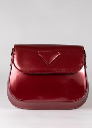 Жіноча сумка лакова сумка бордова сумка сумочка багет червона