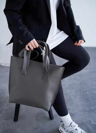 Женская сумка серая сумка серый шопер шоппер с двумя ручками