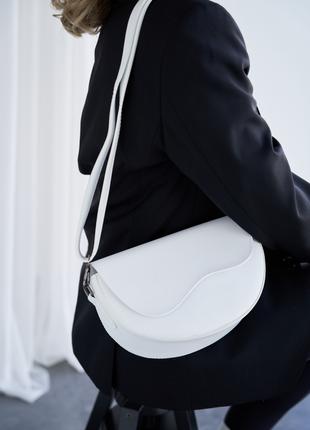 Женская сумка белая сумка полукруг полумесяц белая сумочка