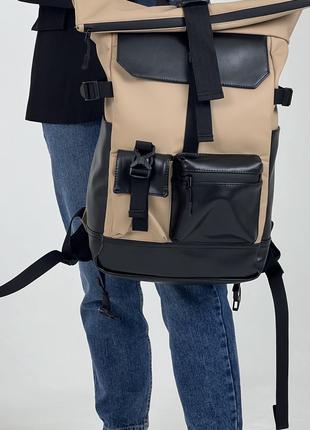 Жіночий рюкзак ролтоп для ноутбука Rolltop для подорожей бежев...