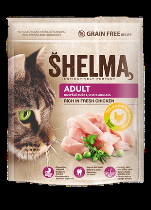 Корм Shelma для дорослих котів сухий з куркою (Чехія)