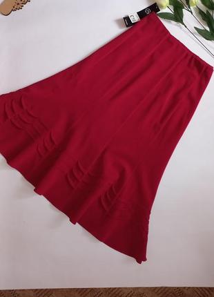 Бордовая юбка-миди 52 54 размер крутая деловая