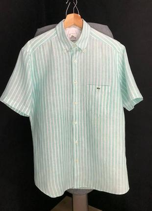 Lacoste рубашка с коротким рукавом мужская 100% лен (оригинал)...