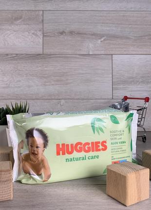 Дитячі вологі серветки Huggies Natural Care - 56 шт.