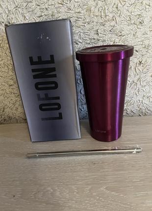 Чашка-стакан с трубочкой lofone