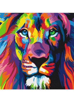 Картины по номерам 40×50 см. Радужный лев. Brushme 8999