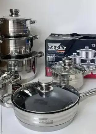 Набор посуды из нержавеющей стали (12 предметов) Zepline ZР-075