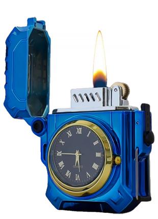 Зажигалка Бензиновая С Часами "Lighter With Clock Blue"