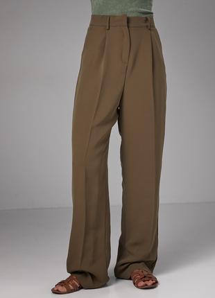 Классические брюки со стрелками прямого кроя - хаки цвет, M