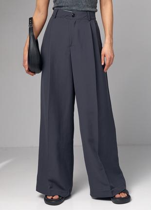 Жіночі широкі штани-палаццо зі стрілками - темно-сірий колір, L