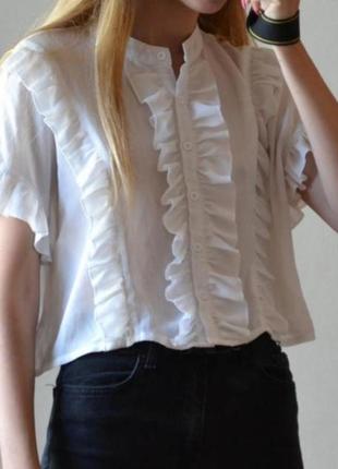 Блузка оверсайз с рюшами викторианский обьемная блуза с коротк...