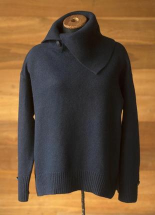 Темно синий кашемировый женский свитер massimo dutti, размер s, м