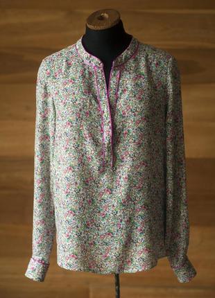 Шелковая котоновая блузка в мелкие цветочки женская promod, ра...