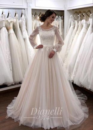 Свадебное платье в пудровом цвете 44р