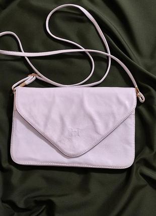 Біла шкіряна сумочка з логотипом h