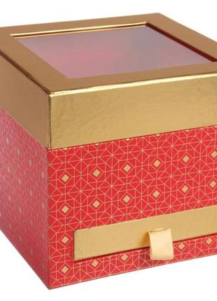 Подарочная коробка с прозрачной крышкой и ящичком, размер 19х1...