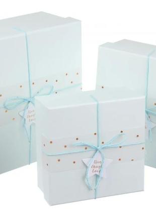Подарункові коробки квадратні блакитні (комплект 3 шт), розм.l...