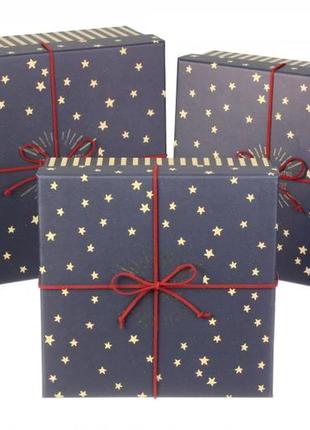 Подарункові коробки квадратні сині (комплект 3 шт), розм.l: 24...