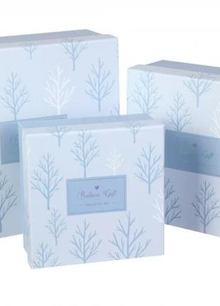 Подарочные коробки квадратные "деревья" (комплект 3 шт), разм....