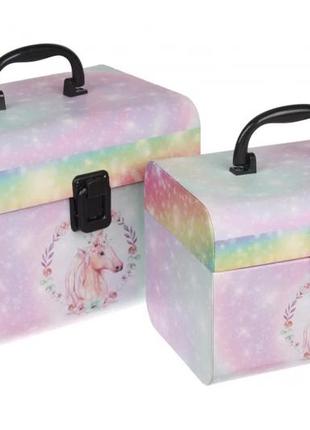 Подарочные коробочки в виде шкатулки "единороог" розовые, разм...