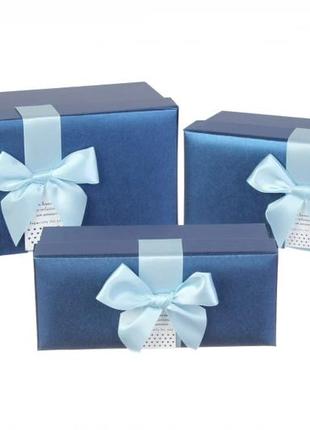 Подарочные коробочки синие с бантом, разм.l: 30*14.5*13.5 см (...