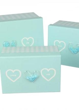 Подарочные коробки "сердечки" голубые, разм.l: 26*18*12.5 см (...