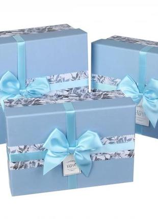 Подарочные коробки синие с бантом, разм.l: 28,5*21,5*11 см (ко...