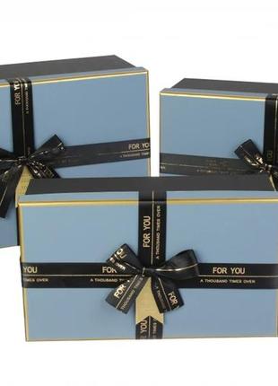 Подарочные коробки синие с бантом, разм.l:33.5*25*11.5 см (ком...