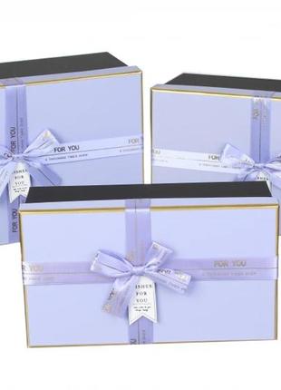 Подарочные коробки голубые с бантом, разм.l:33.5*25*11.5 см (к...