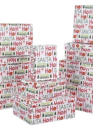 Набор новогодних подарочных коробок "разноцветные надписи", l:...