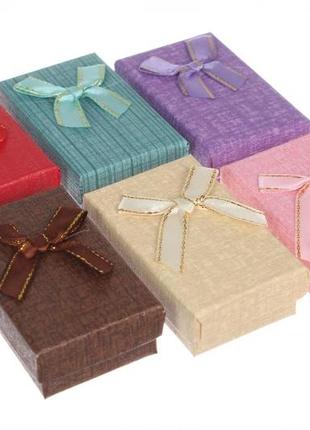 Коробочки для бижутерии 5*8*2,5см цветные с бантиком (упаковка...