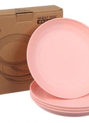 Набор эко тарелок розовый 68-1045
