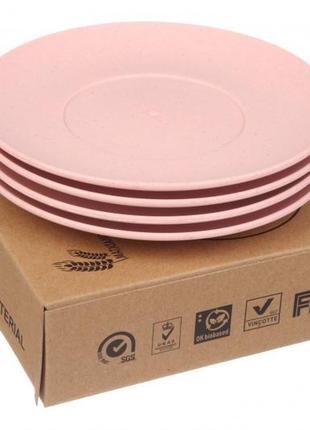 Набор эко тарелок розовый 68-1007