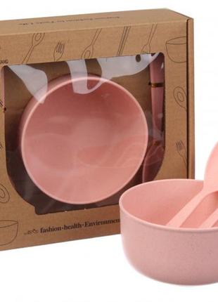 Набор эко посуды розовый 68-192