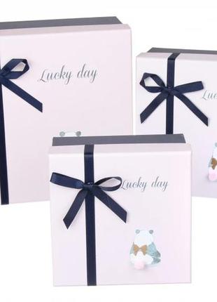 Подарочные коробки квадратные "lucky day" (комплект 3 шт), раз...