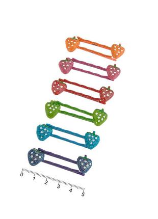 Заколки-невидимки для волос цветные с клубникой 9685