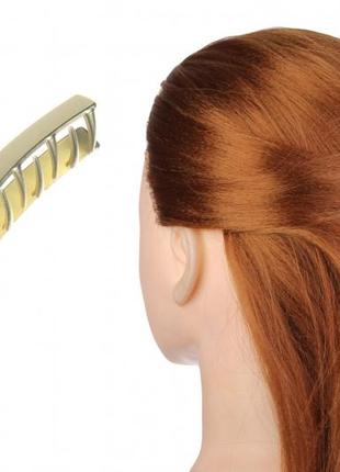 Краб для волос металлический золото матовый 10см