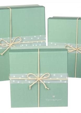 Подарочные коробки квадратные зеленые (комплект 3 шт), разм.l:...